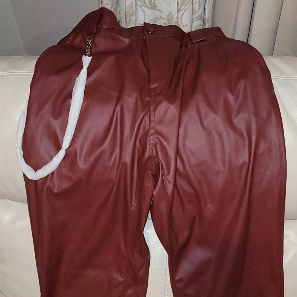 Faux leather joggers